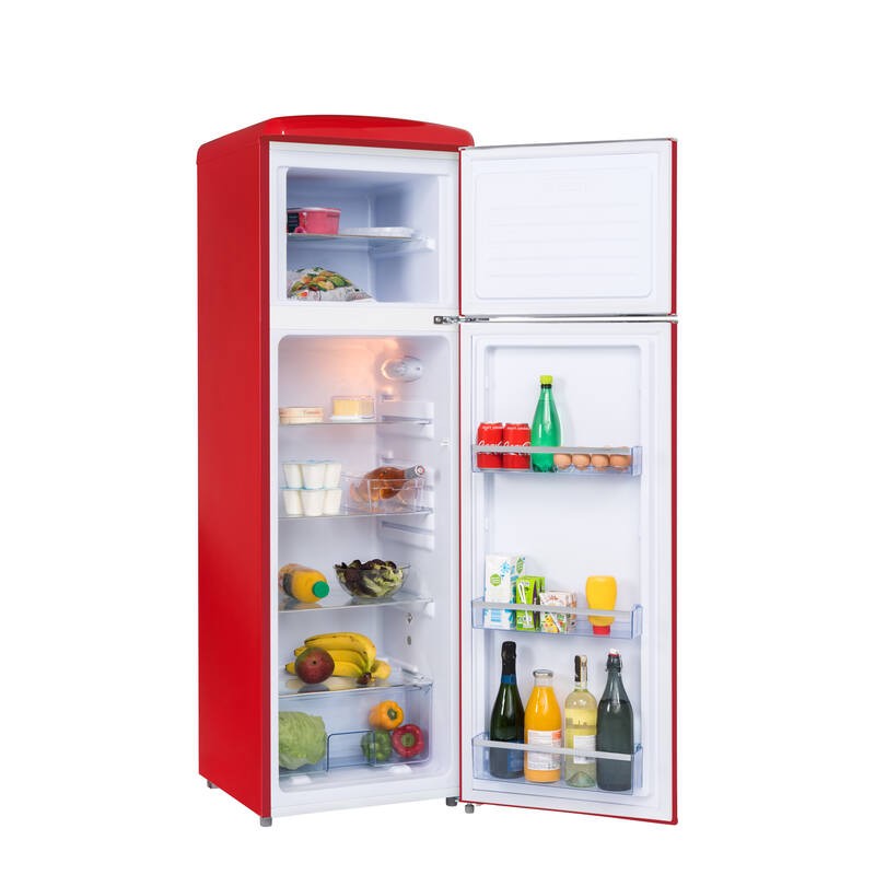 Retro Vintage Červená 2-dveřová lednice RFDP246RRA++ 245L - FrigeluX